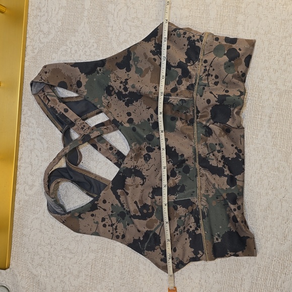 Womens Born Primitive Sports Bra Tan Green Paint Splatter X-Factor Size Small - Picture 8 of 13